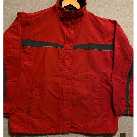 L.L. Bean Jacket Womens Medium Red Black 100% Nylon Long Sleeve Outdoor Full-Zip - Picture 4 of 16